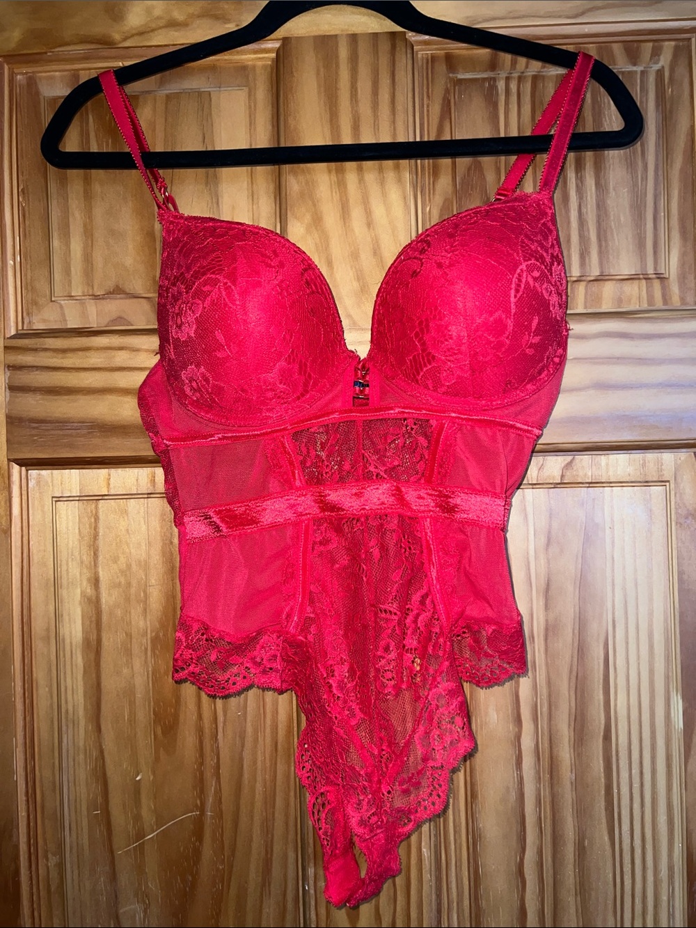 RACHEL Rachel Roy Red Lace Bustier Teddy
